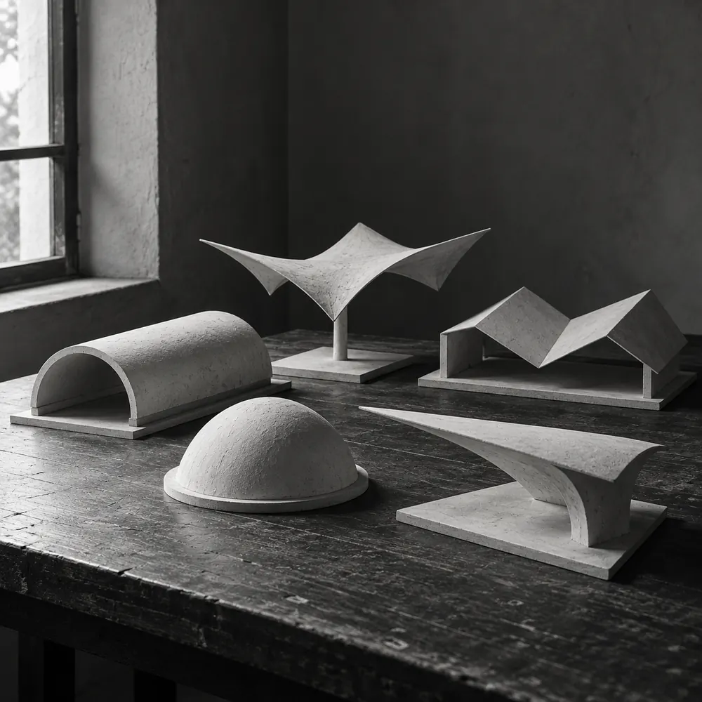 Plaster models of thin shells on a table